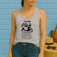 Life Hack Play Dead Funny Opossum Meme Women's Tank Top thumb 2