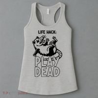 Life Hack Play Dead Funny Opossum Meme Women's Tank Top thumb 3
