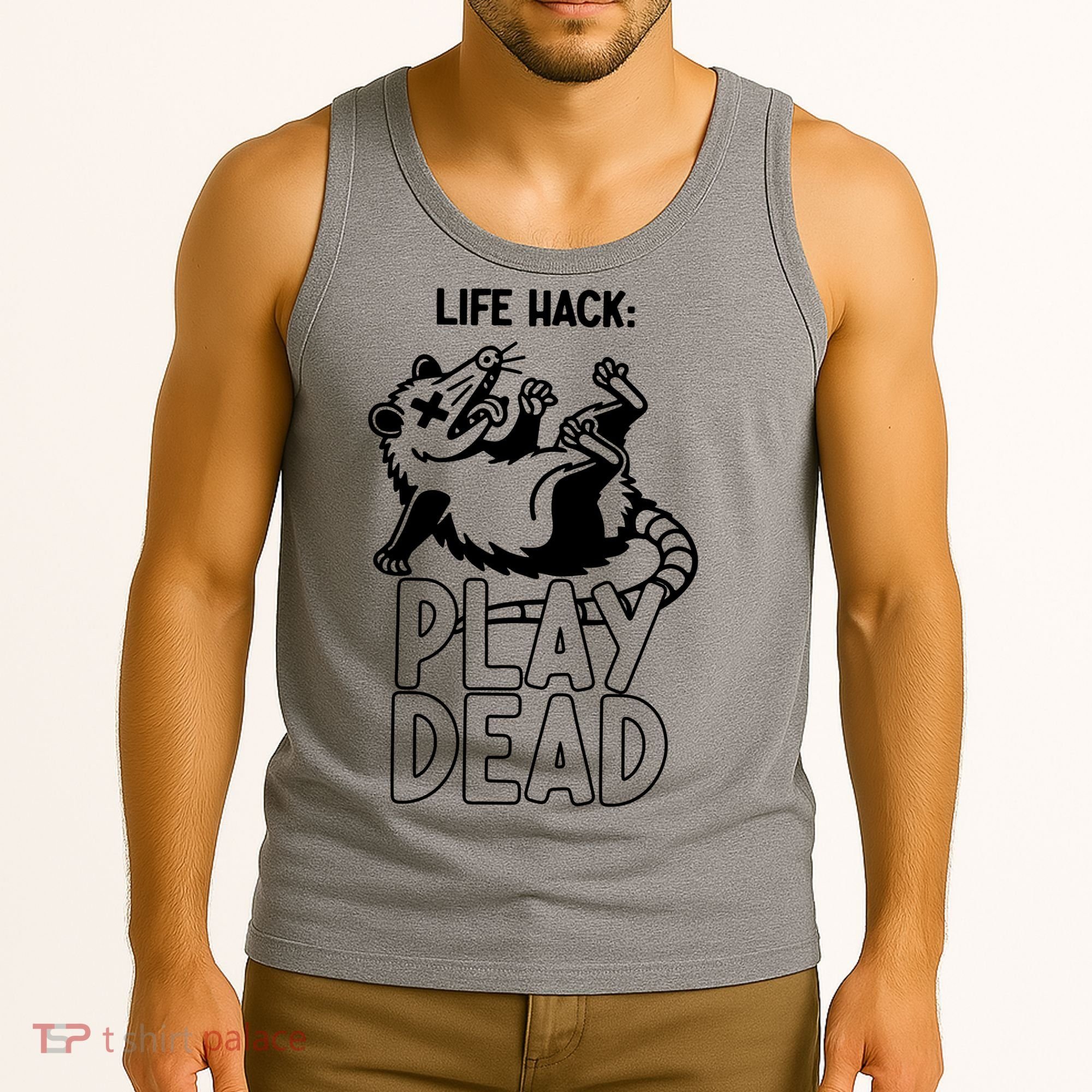 Life Hack Play Dead Funny Opossum Meme Tank Top