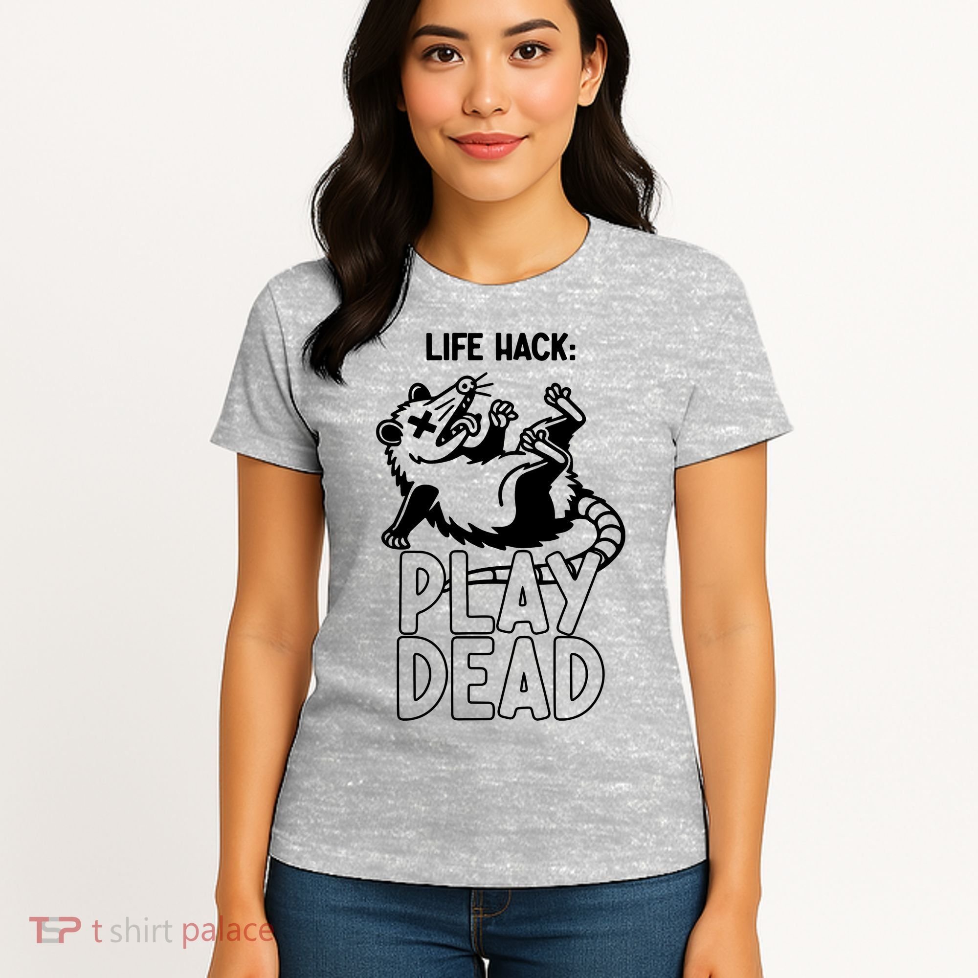 Life Hack Play Dead Funny Opossum Meme Women's T-Shirt
