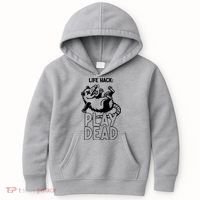 Life Hack Play Dead Funny Opossum Meme Kids Hoodie thumb 0