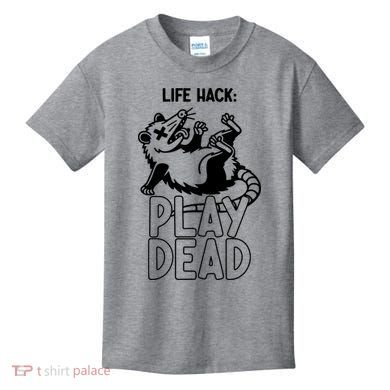 Life Hack Play Dead Funny Opossum Meme Kids T-Shirt
