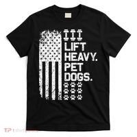Lift Heavy Pet Dogs USA American Flag And Bodybuilding T-Shirt thumb 0