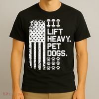 Lift Heavy Pet Dogs USA American Flag And Bodybuilding T-Shirt thumb 3