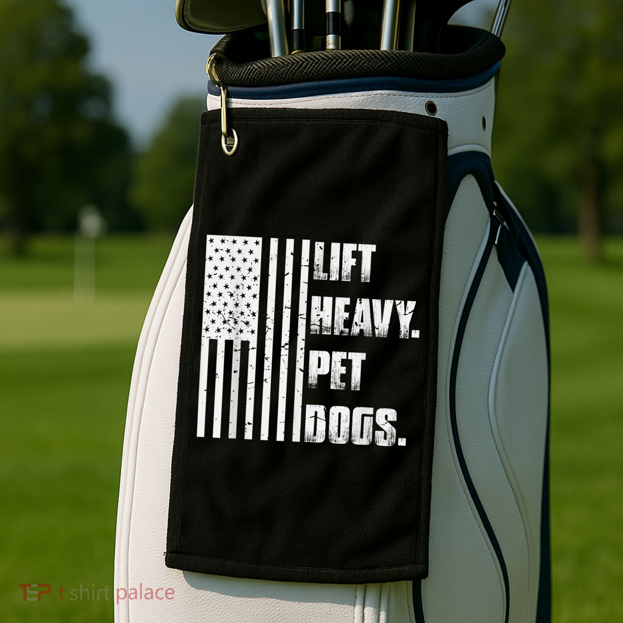 Lift Heavy Pet Dogs Funny Gift Weightlifting Gift Golf Towel