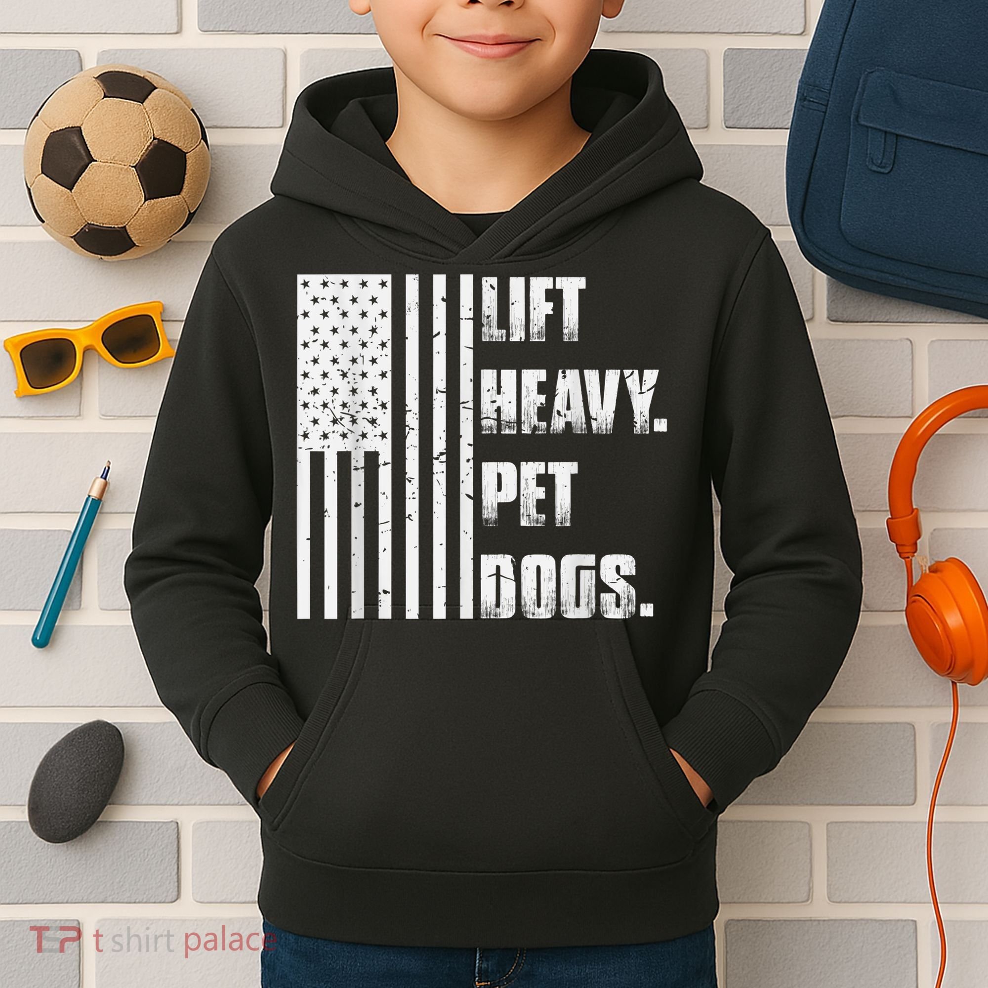 Lift Heavy Pet Dogs Funny Gift Weightlifting Gift Kids Hoodie