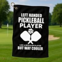 Left Handed Pickleball Player Golf Towel thumb 1