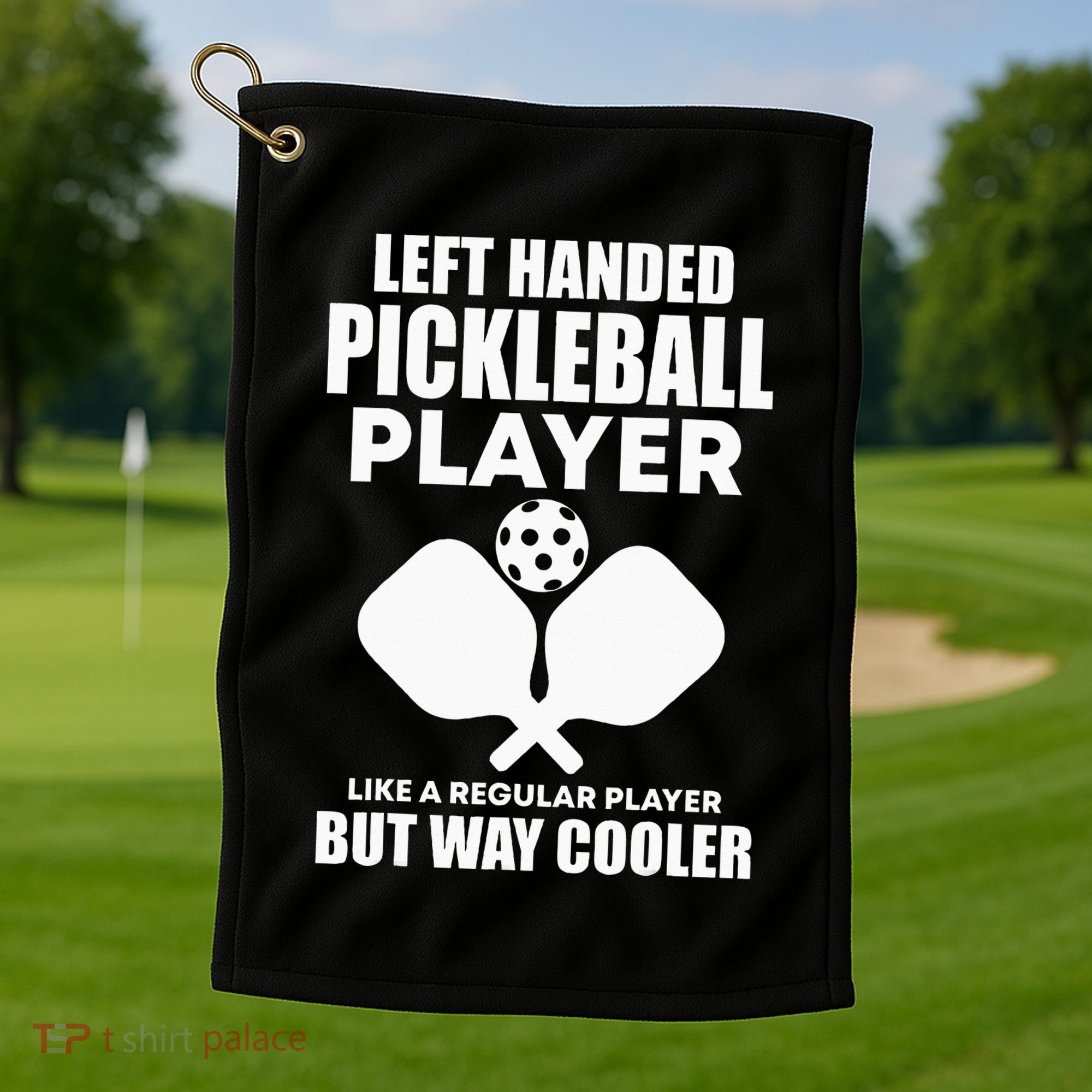 Left Handed Pickleball Player Golf Towel