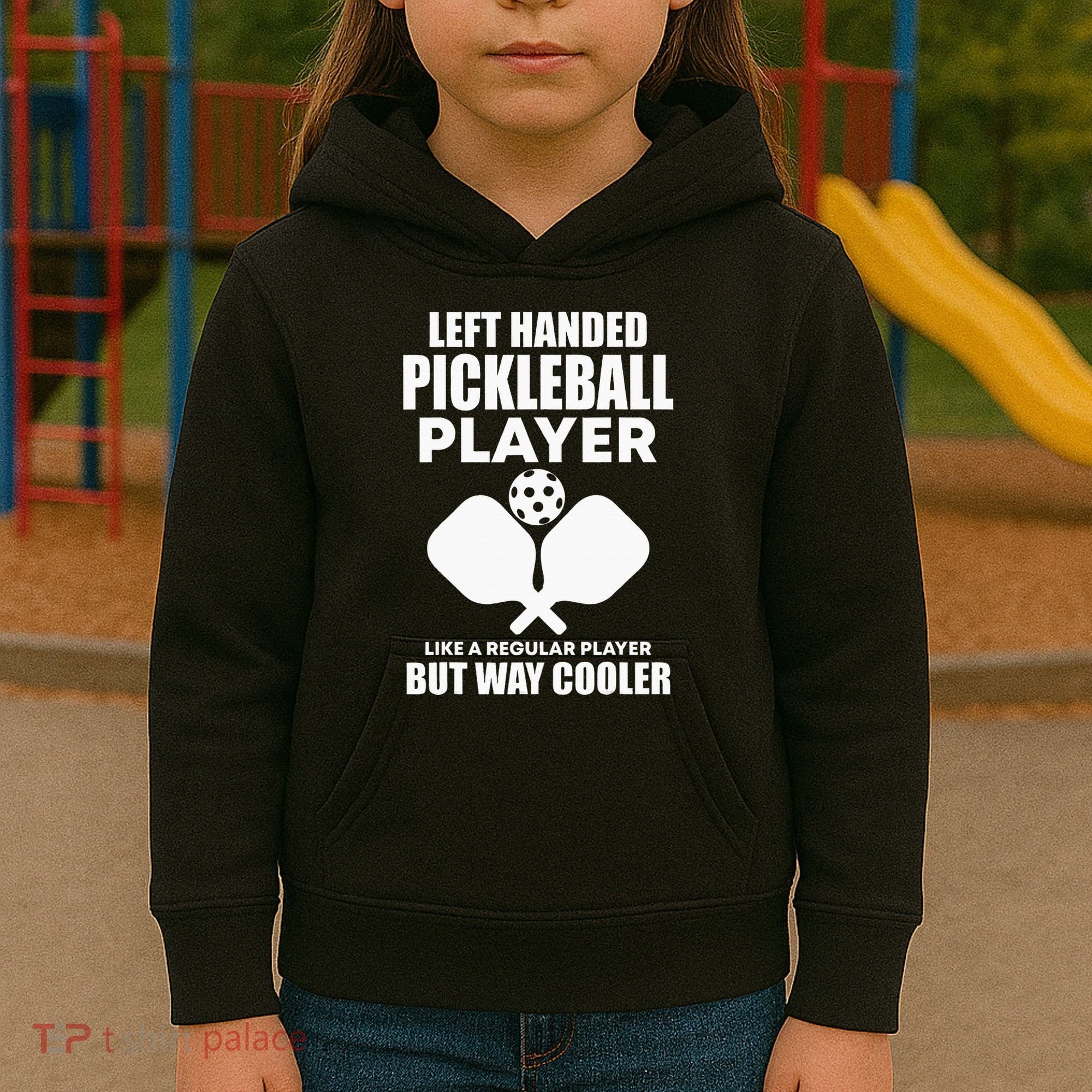 Left Handed Pickleball Player Kids Hoodie