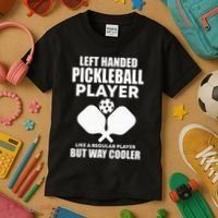 Left Handed Pickleball Player Kids T-Shirt thumb 3