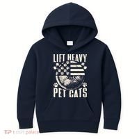 Lift Heavy Pet Cats Weightlifting Cat Weight Lifting Kids Hoodie thumb 0