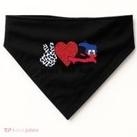 Love Haiti Proud Haitian Flag Haitian Roots Funny Gift USA-Made Doggie Bandana thumb 0
