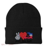 Love Haiti Proud Haitian Flag Haitian Roots Funny Gift Beanie thumb 0