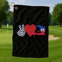 Love Haiti Proud Haitian Flag Haitian Roots Funny Gift Golf Towel thumb 1