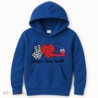 Love Haiti Proud Haitian Flag Haitian Roots Funny Gift Kids Hoodie thumb 0