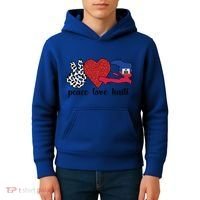 Love Haiti Proud Haitian Flag Haitian Roots Funny Gift Kids Hoodie thumb 4
