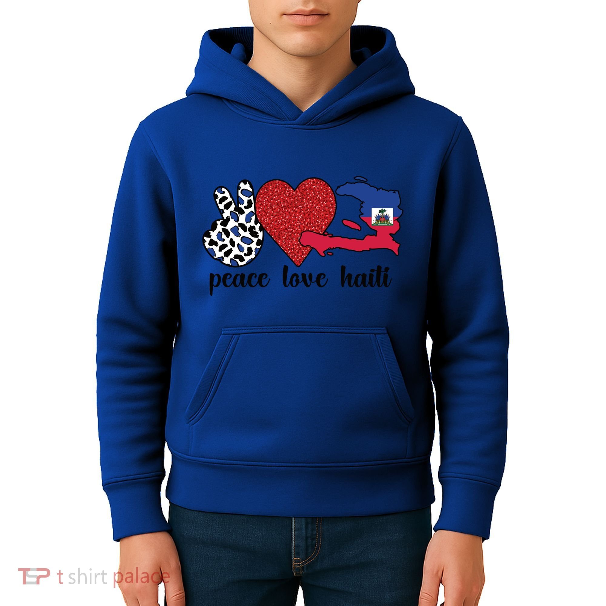 Love Haiti Proud Haitian Flag Haitian Roots Funny Gift Kids Hoodie