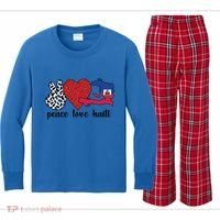 Love Haiti Proud Haitian Flag Haitian Roots Funny Gift Kids Long Sleeve Plaid Pajama Set thumb 0