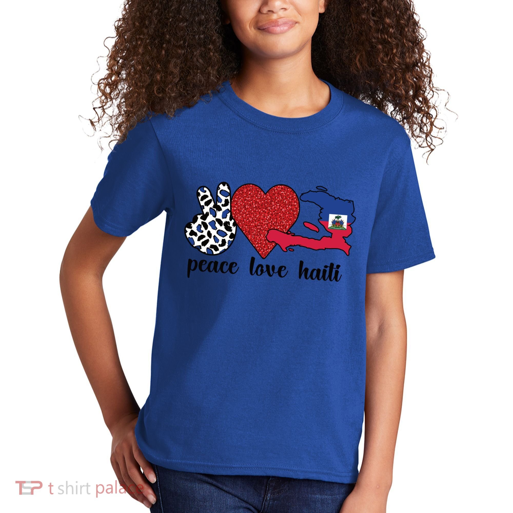 Love Haiti Proud Haitian Flag Haitian Roots Funny Gift Kids T-Shirt