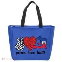 Love Haiti Proud Haitian Flag Haitian Roots Funny Gift Tote Bag thumb 0