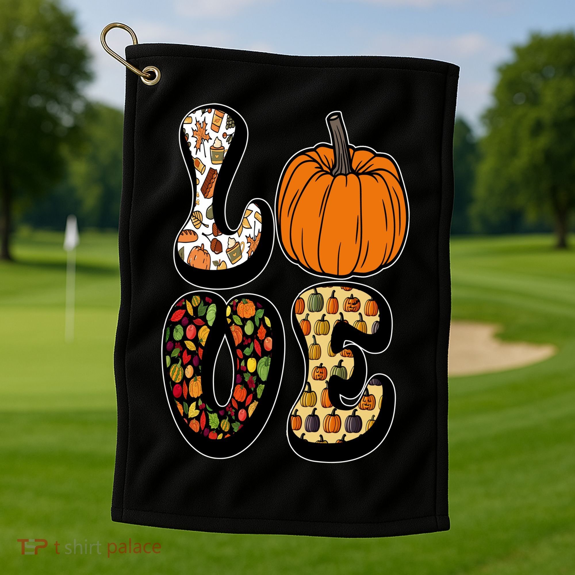 Love Halloween Pumpkin Cute Golf Towel