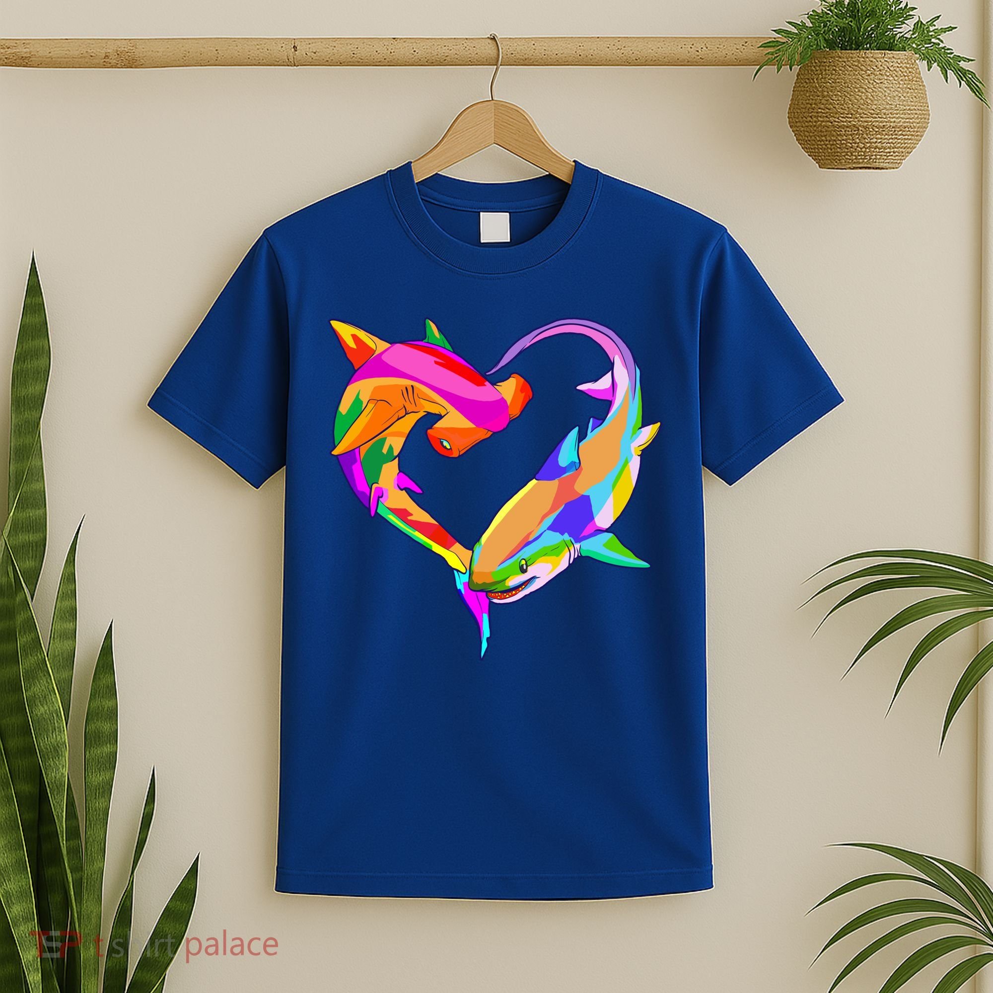 Love Heart Shark Valentine's Day I Love Sharks Colorful Gift T-Shirt