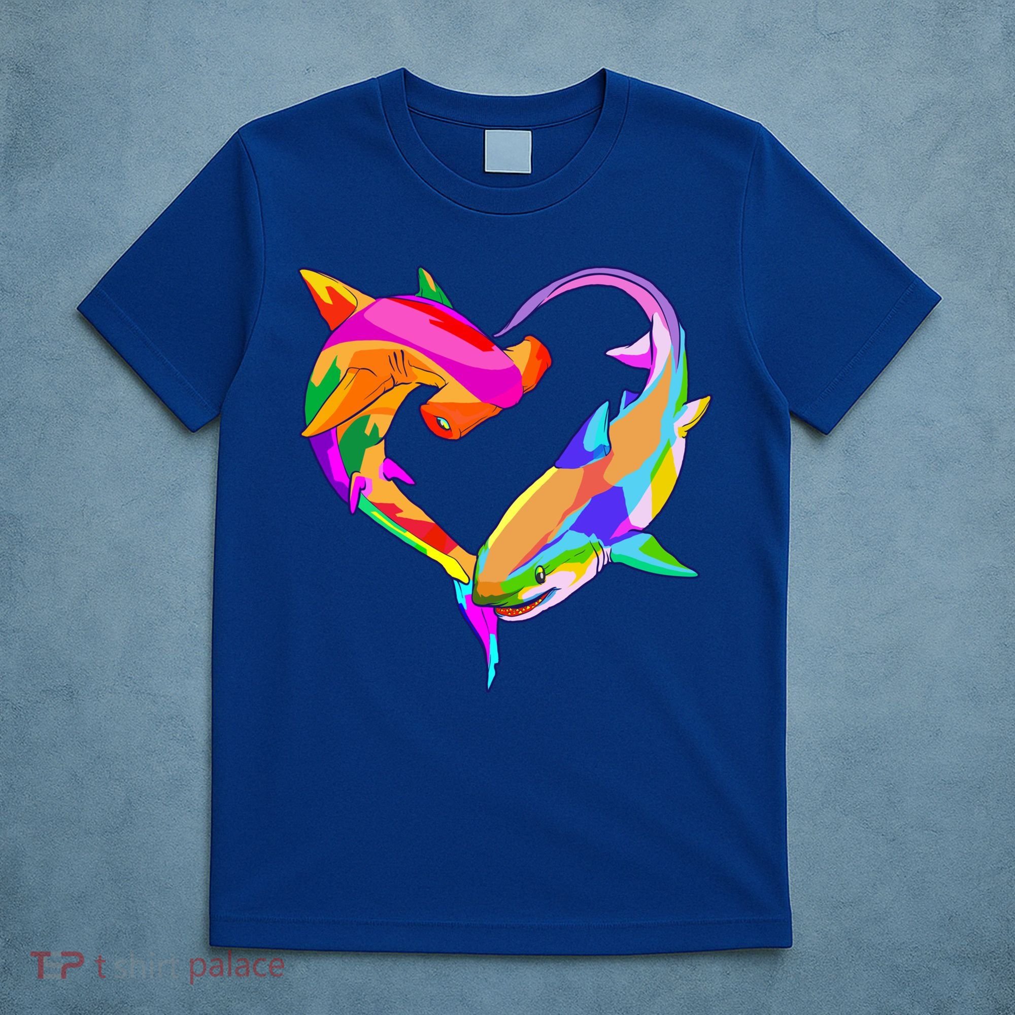 Love Heart Shark Valentine's Day I Love Sharks Colorful Gift T-Shirt