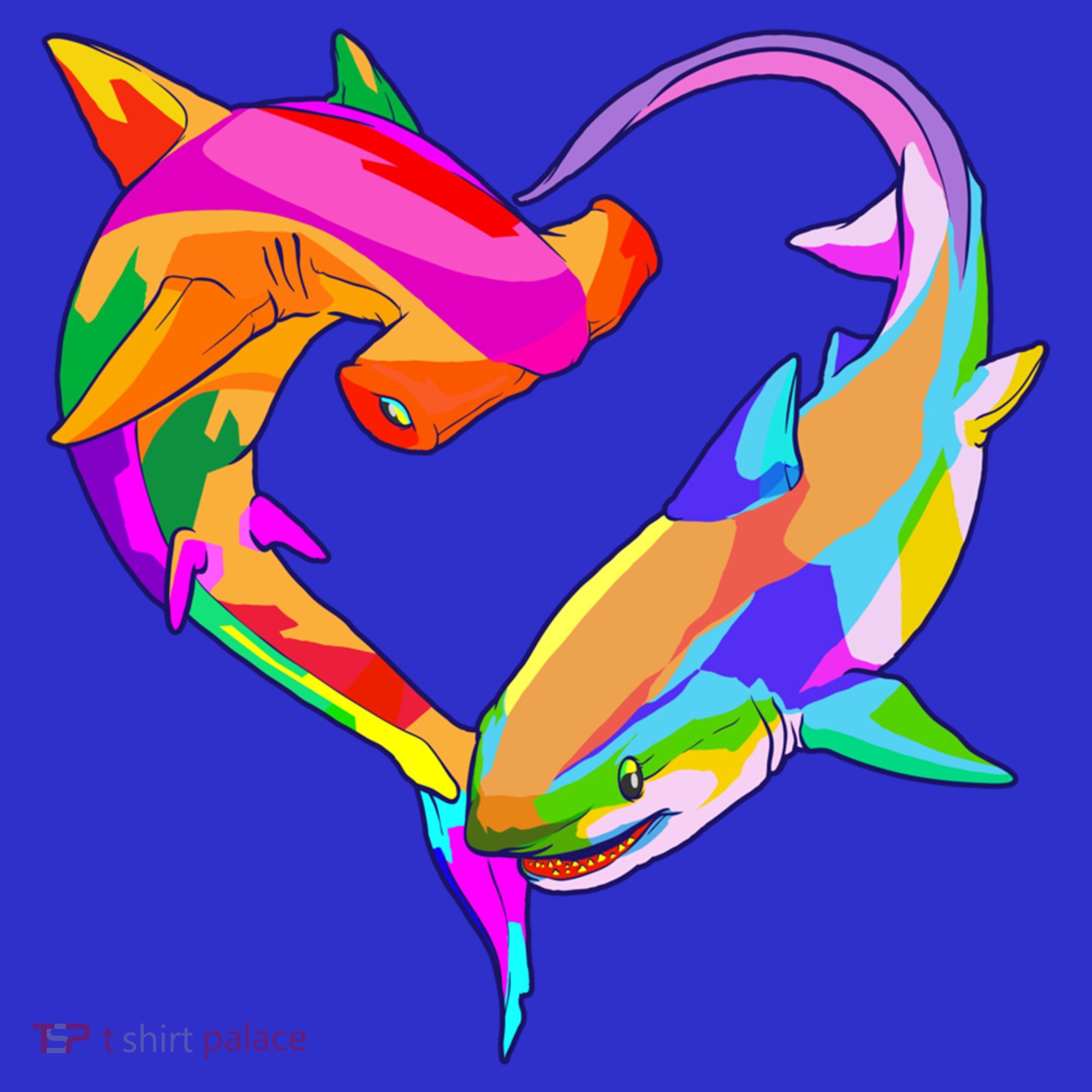 Love Heart Shark Valentine's Day I Love Sharks Colorful Gift T-Shirt