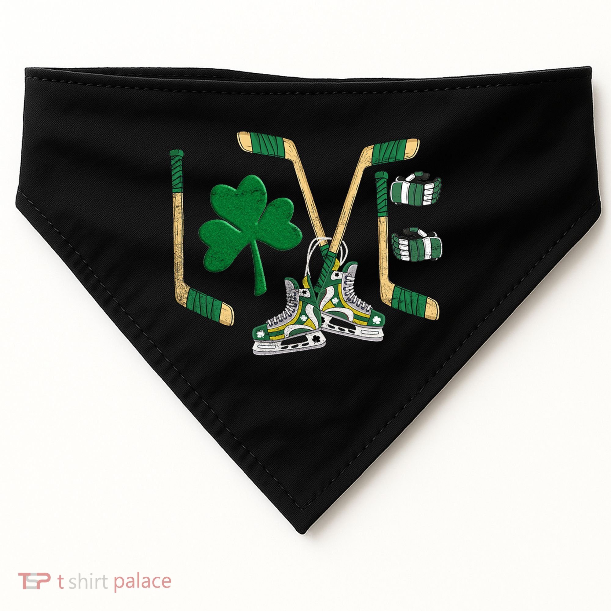 Love Hockey St Patrick's Day USA-Made Doggie Bandana