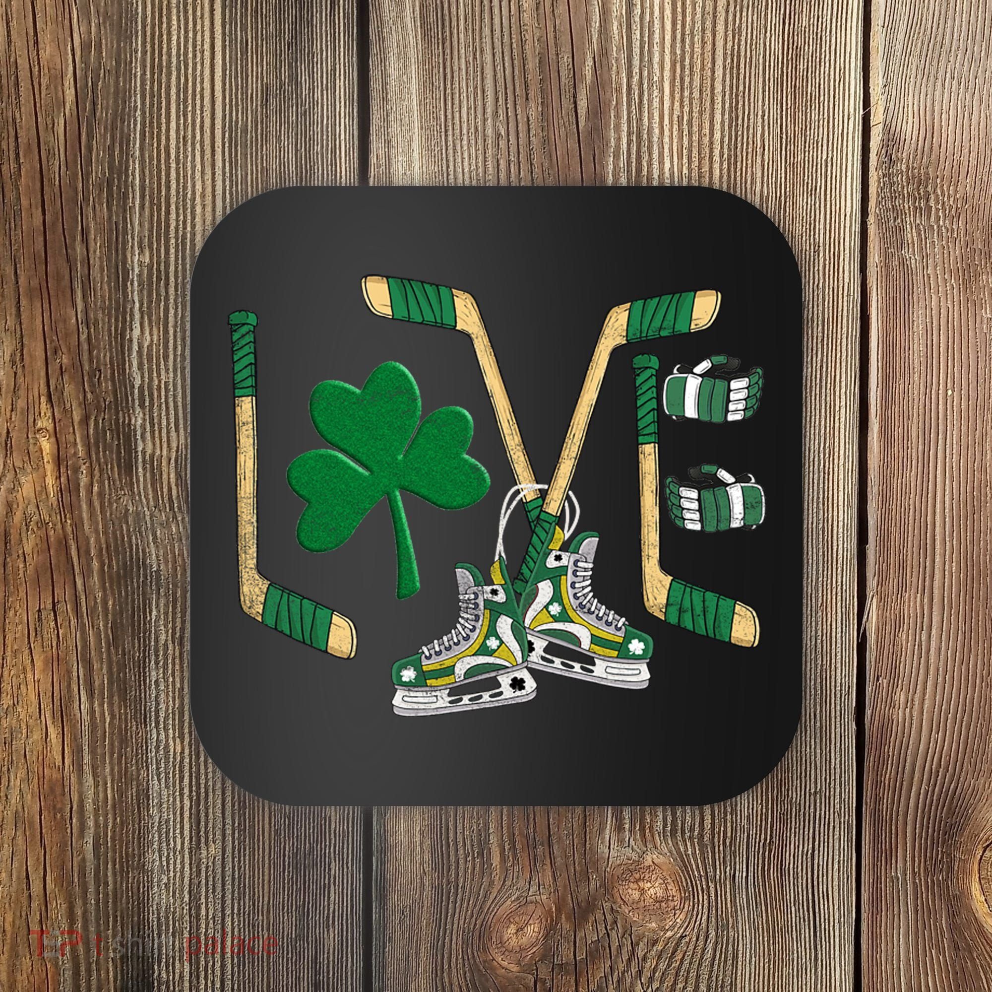 Love Hockey St Patrick's Day Coaster