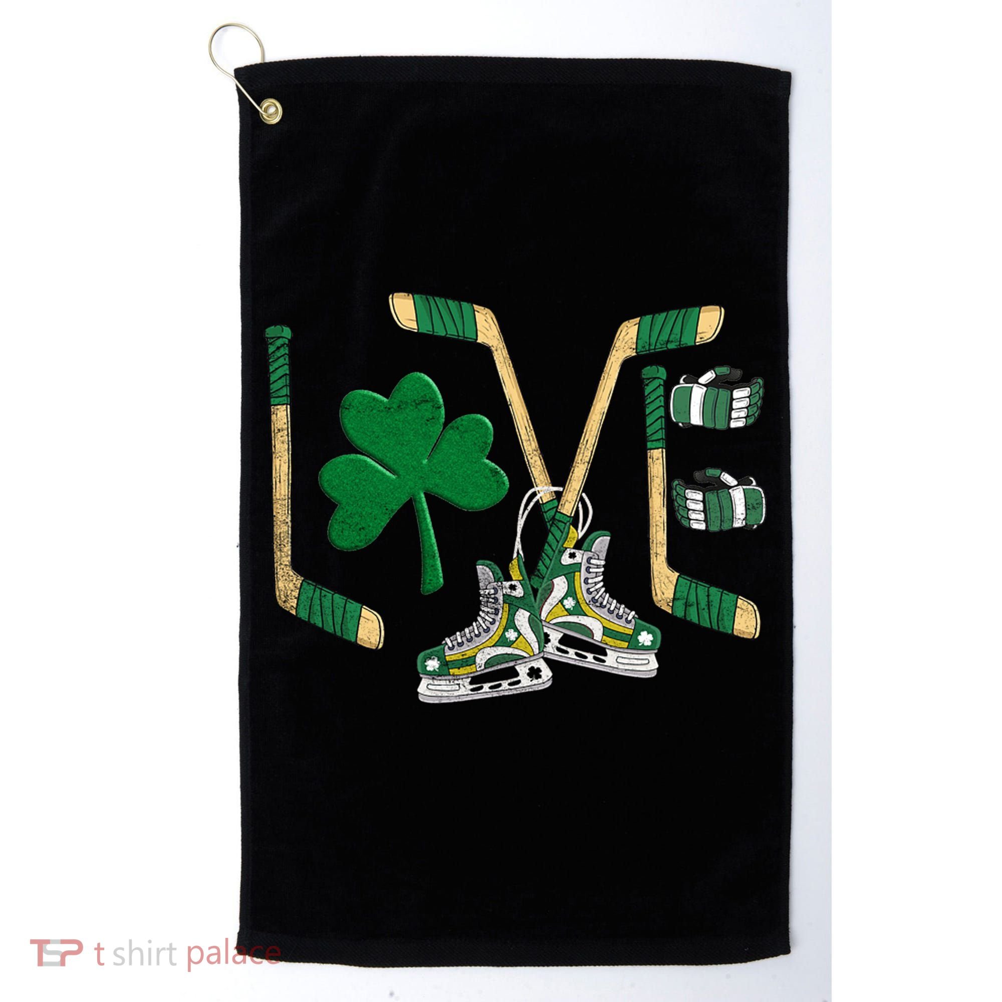 Love Hockey St Patrick's Day Golf Towel