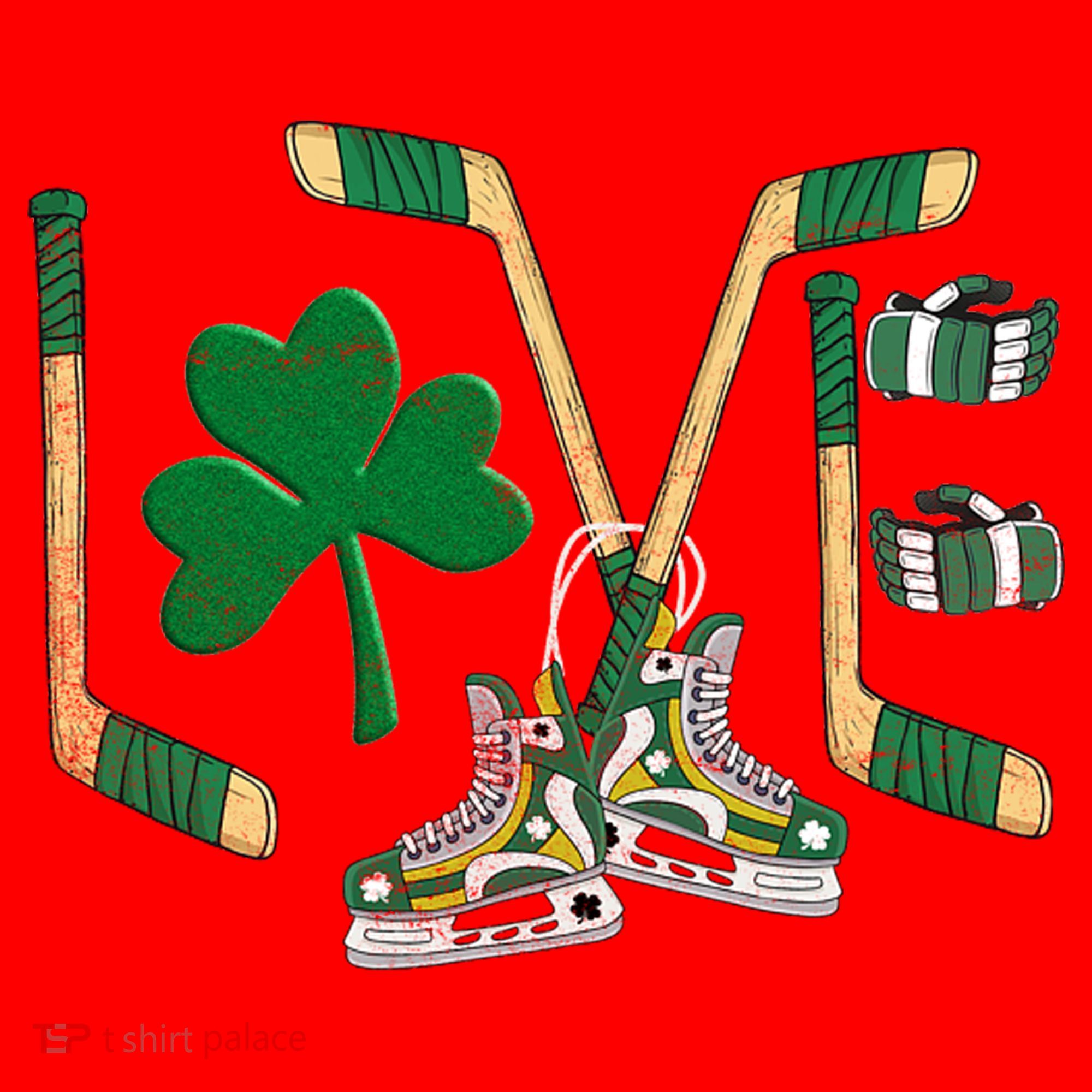Love Hockey St Patrick's Day Santa Hat