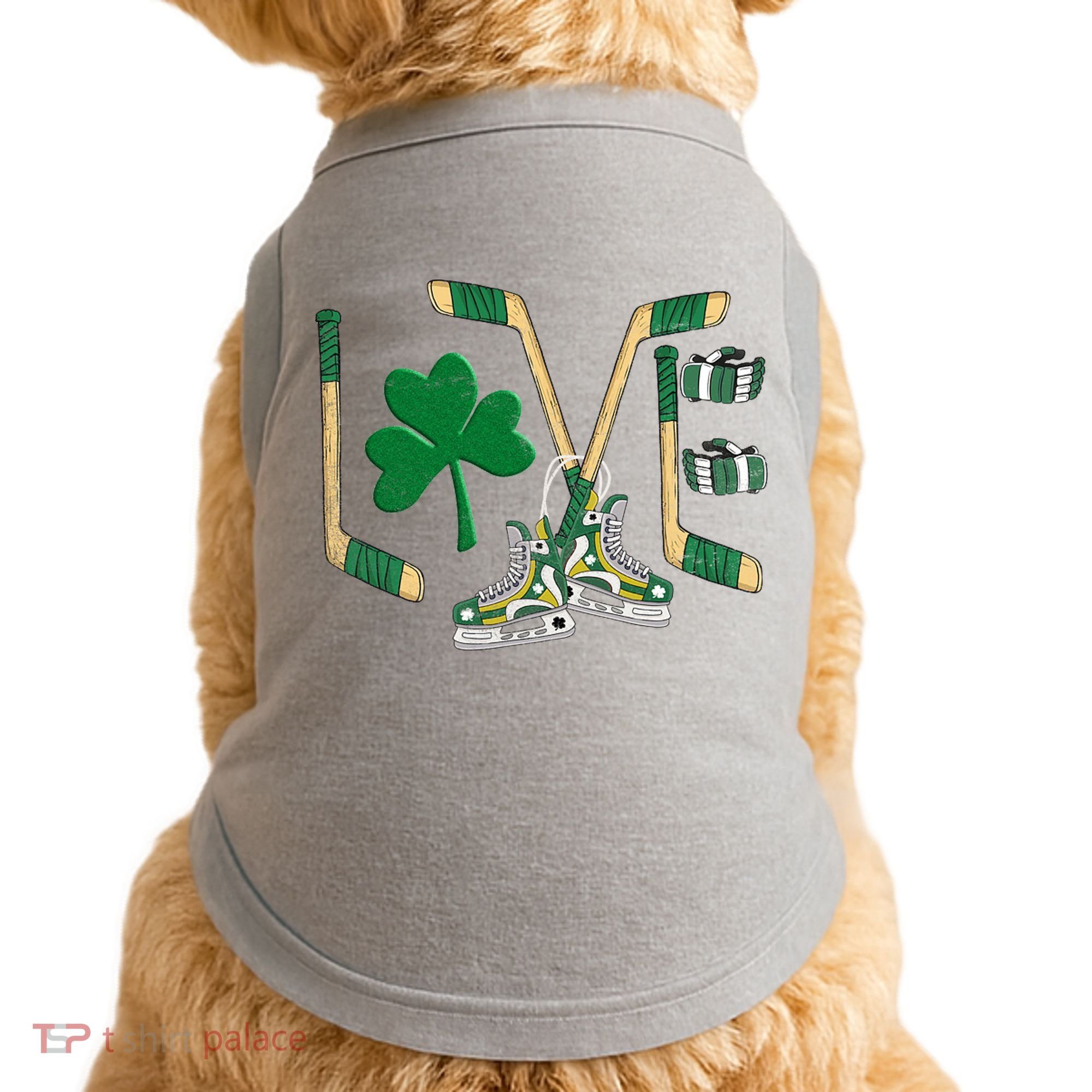Love Hockey St Patrick's Day Doggie Tank