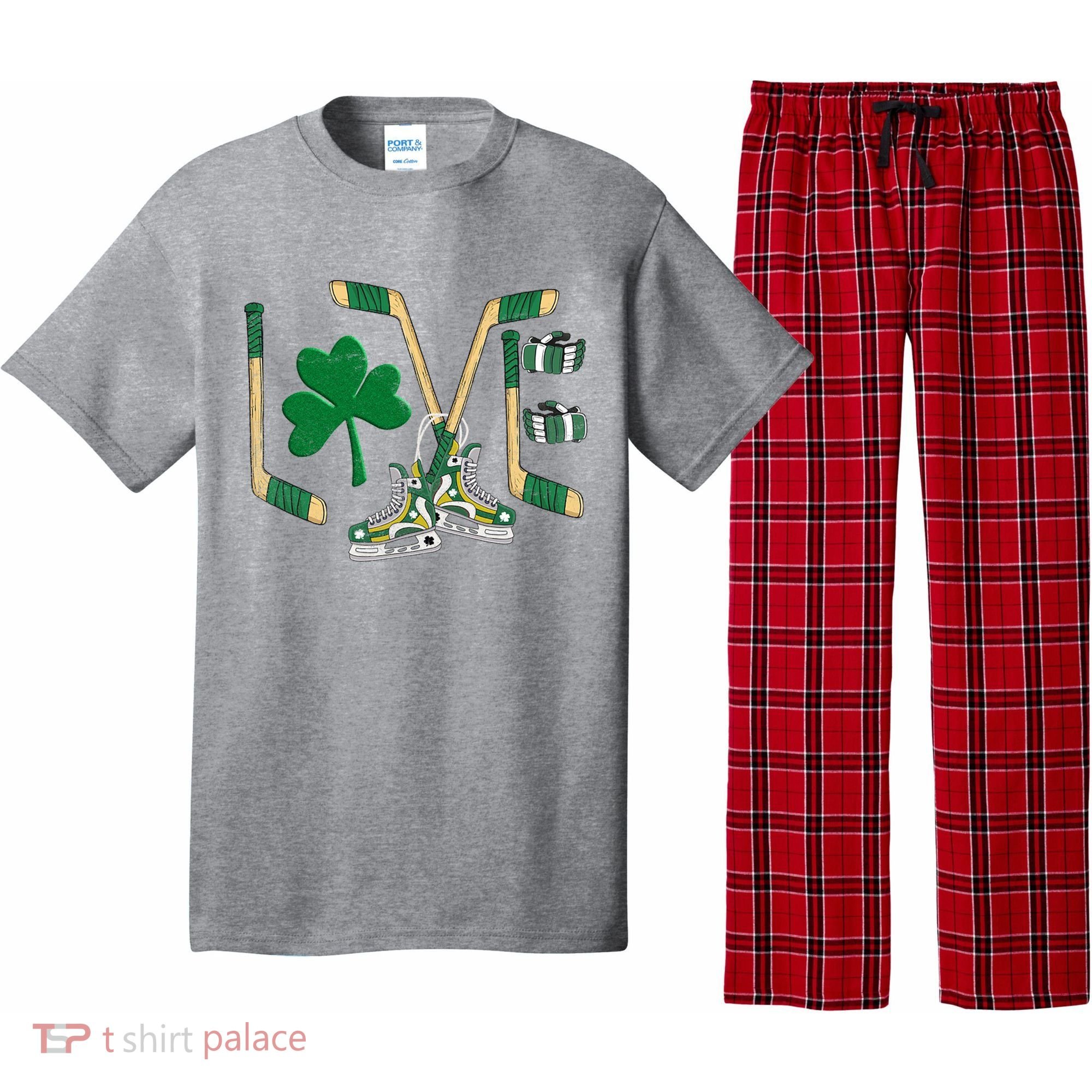 Love Hockey St Patrick's Day Pajama Set