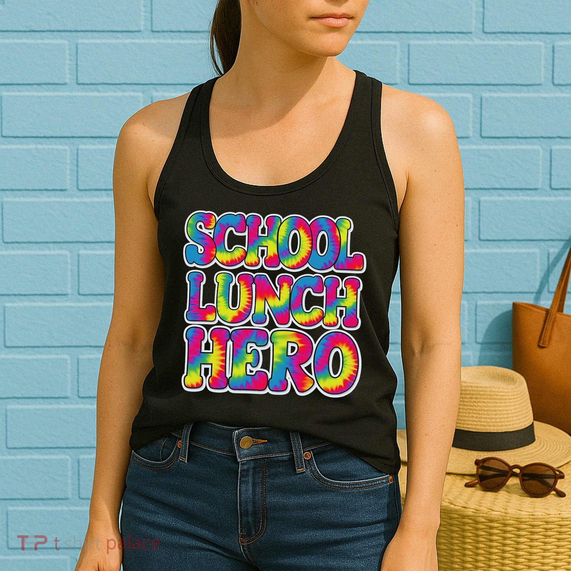 Lunch Hero Squad Food Worker School Lunch Hero Tie Dye Women's Tank Top