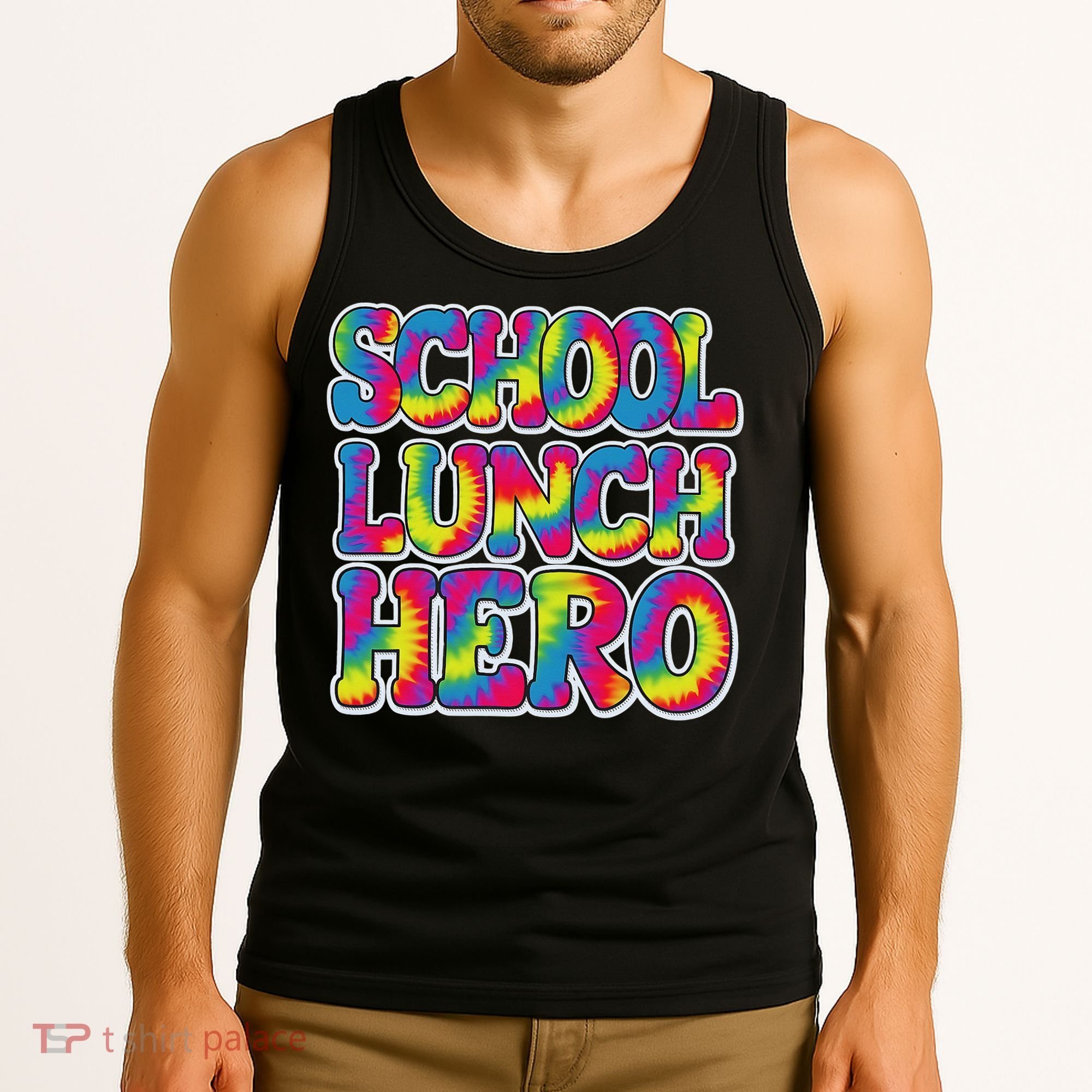 Lunch Hero Squad Food Worker School Lunch Hero Tie Dye Tank Top
