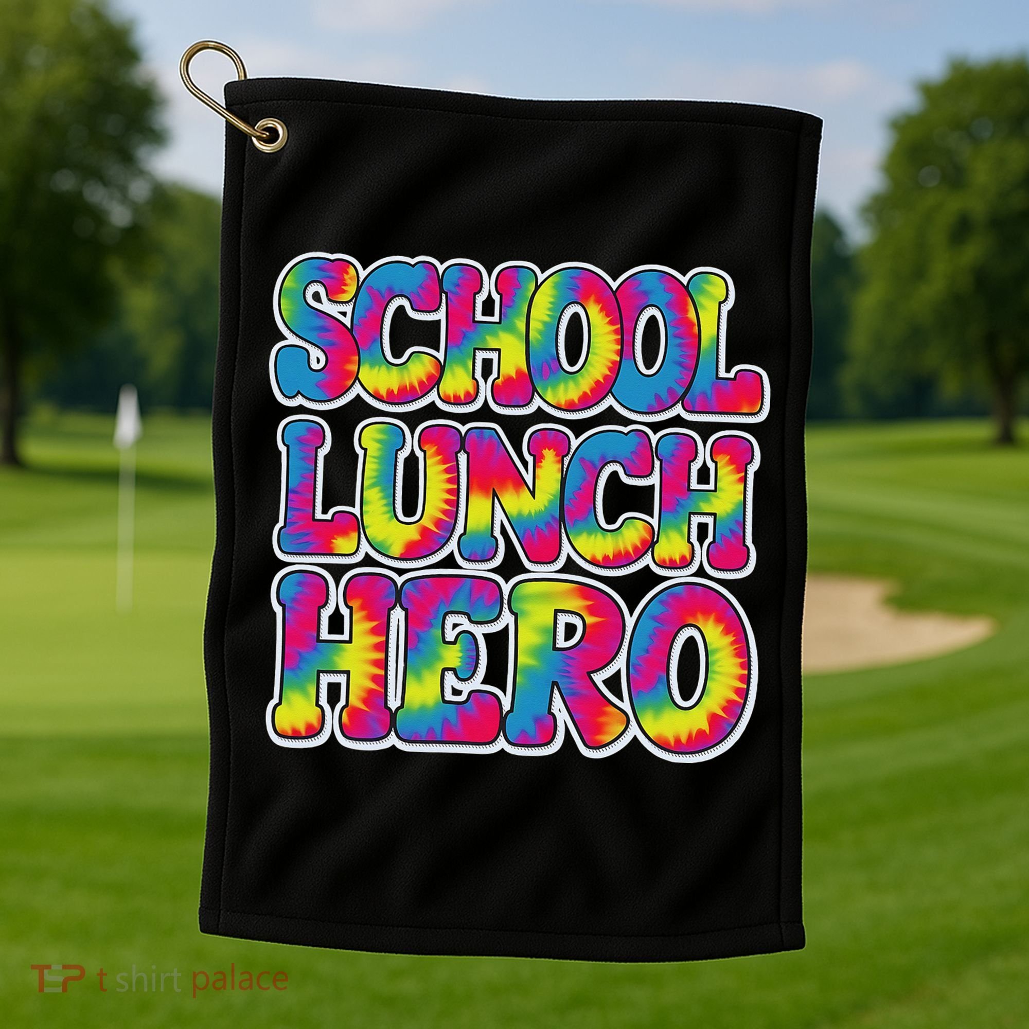 Lunch Hero Squad Food Worker School Lunch Hero Tie Dye Golf Towel