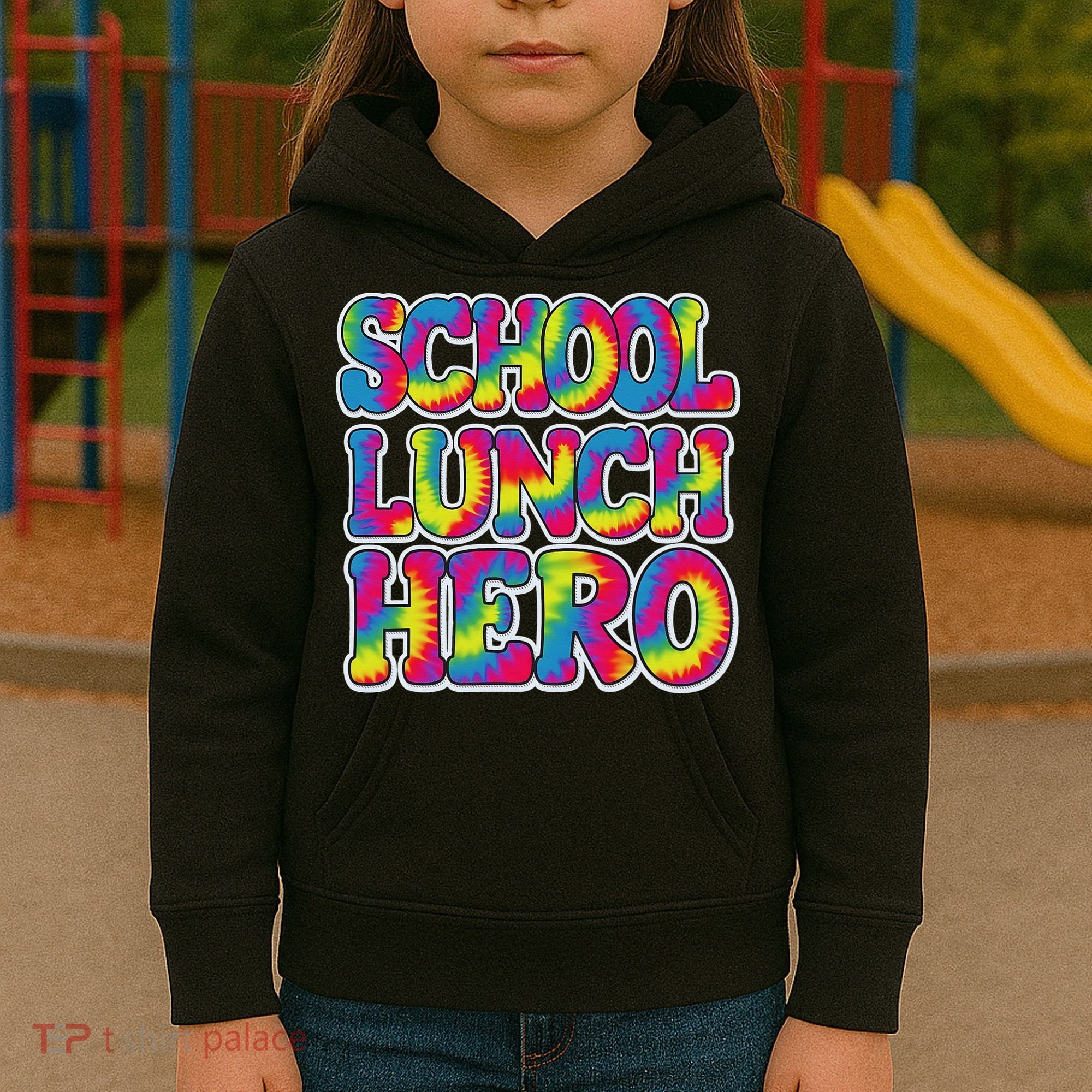 Lunch Hero Squad Food Worker School Lunch Hero Tie Dye Kids Hoodie