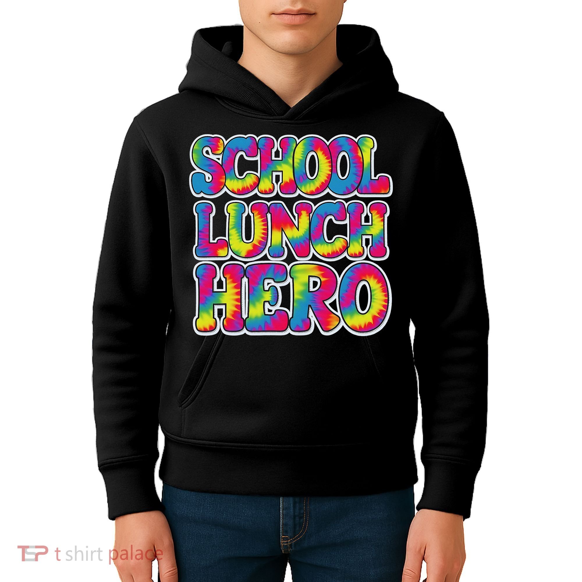 Lunch Hero Squad Food Worker School Lunch Hero Tie Dye Kids Hoodie