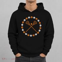 Lacrosse Halloween Spooky Pumpkins Sports Autumn Fall Hoodie thumb 0