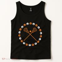 Lacrosse Halloween Spooky Pumpkins Sports Autumn Fall Tank Top thumb 2