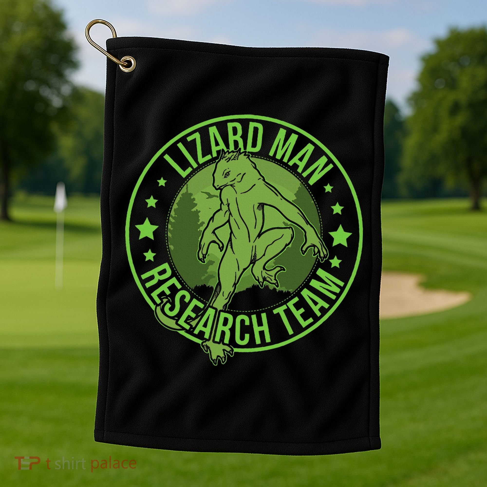 Lizardman Hide & Seek Research Team Champion Cryptid Golf Towel