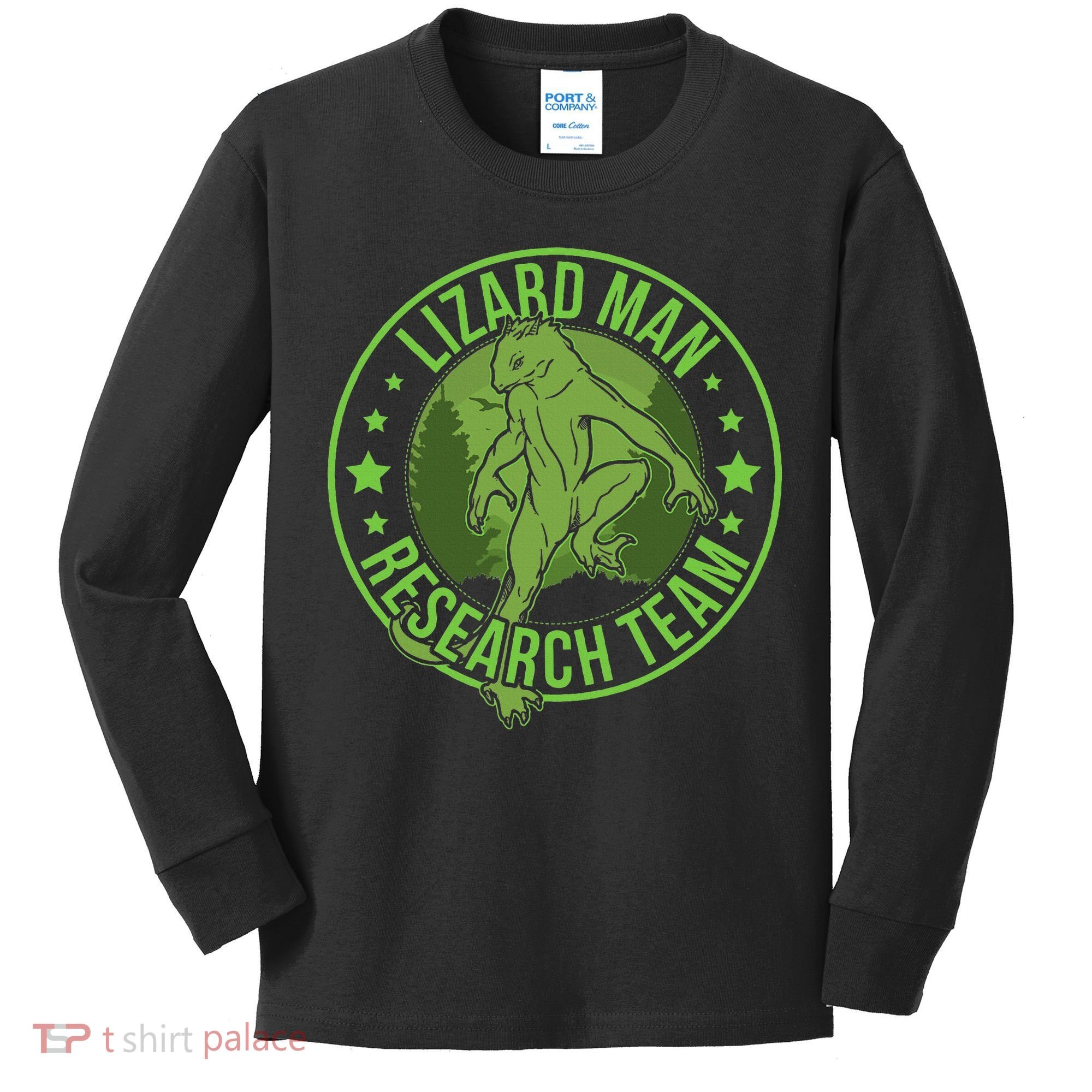Lizardman Hide & Seek Research Team Champion Cryptid Kids Long Sleeve Shirt