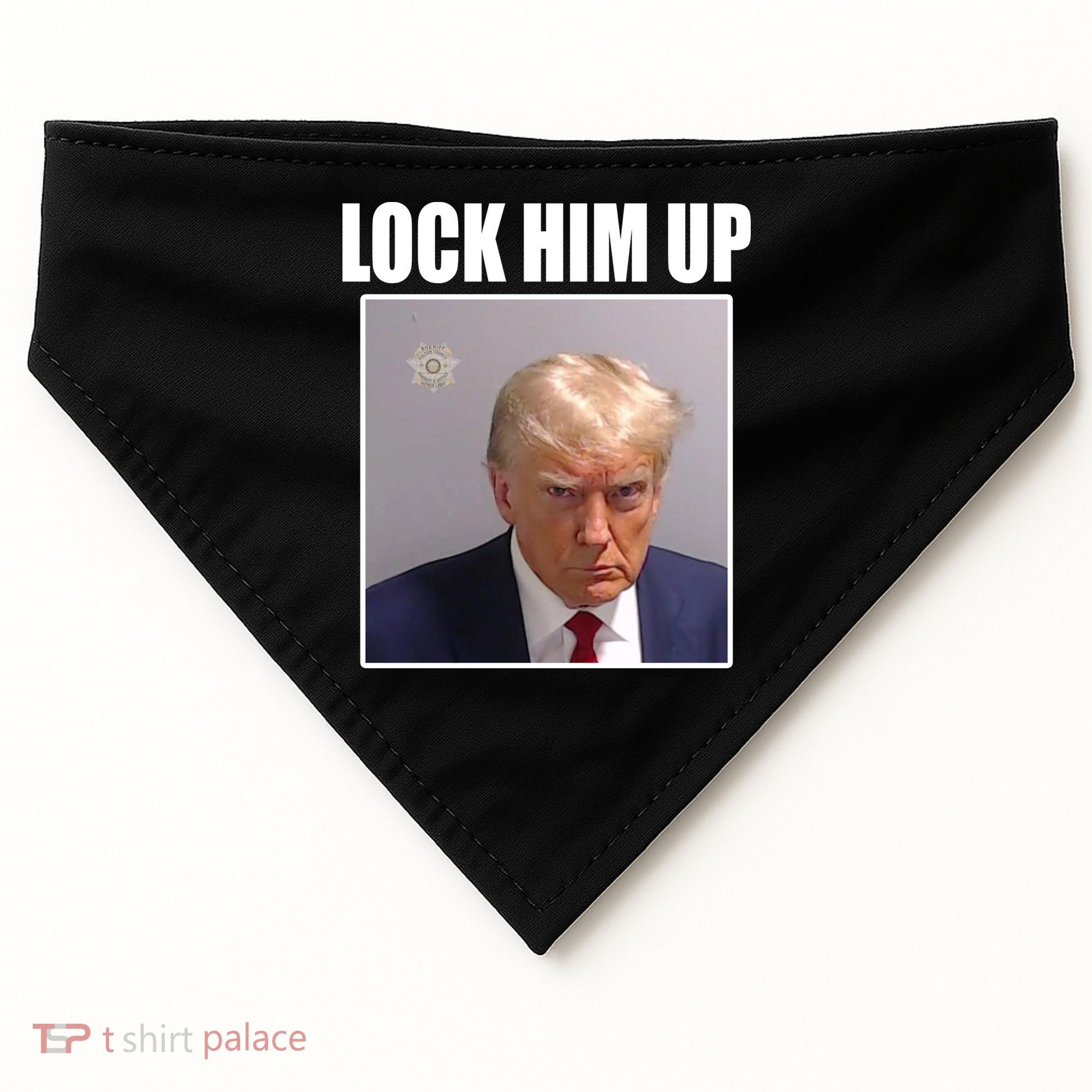 Lock Him Up Donald Trump Mugshot USA-Made Doggie Bandana