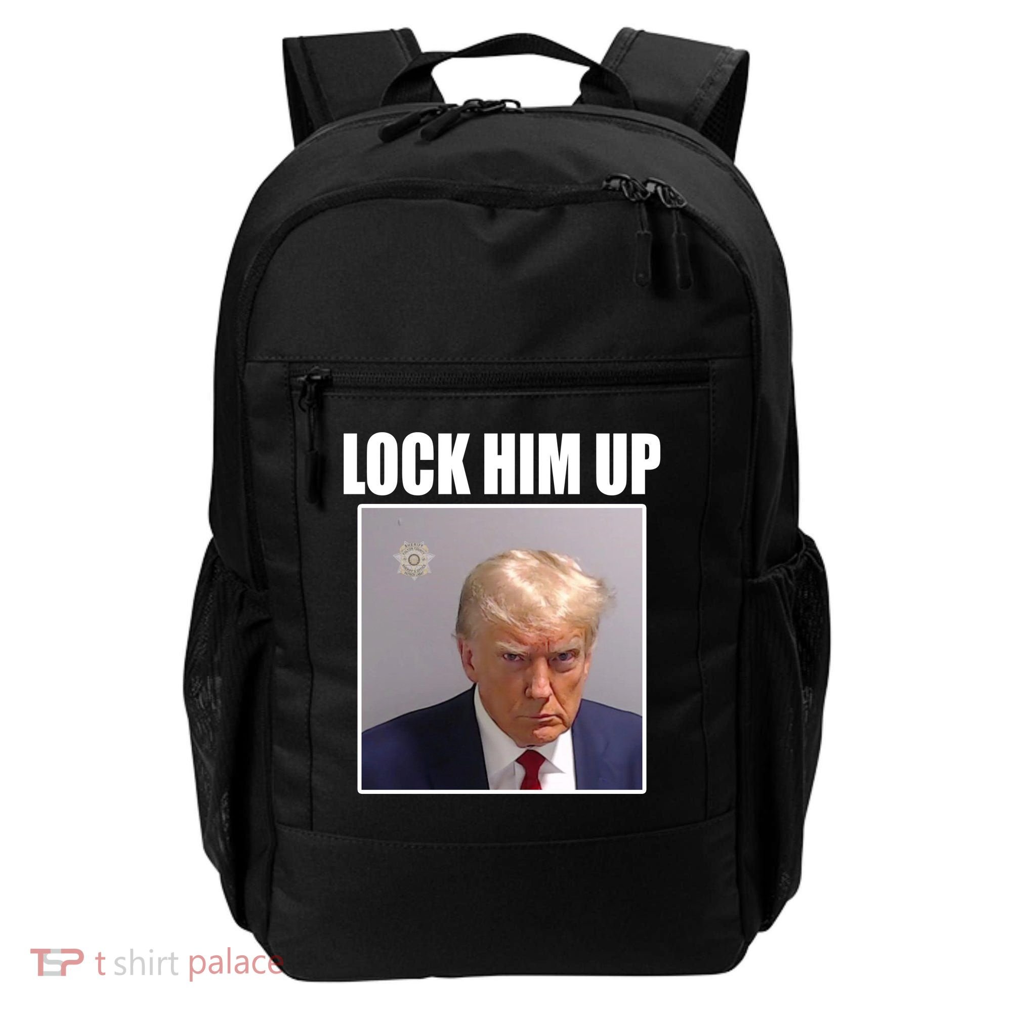 Lock Him Up Donald Trump Mugshot Backpack