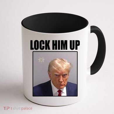 Lock Him Up Donald Trump Mugshot Coffee Mug back