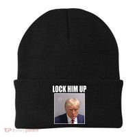 Lock Him Up Donald Trump Mugshot Beanie thumb 0