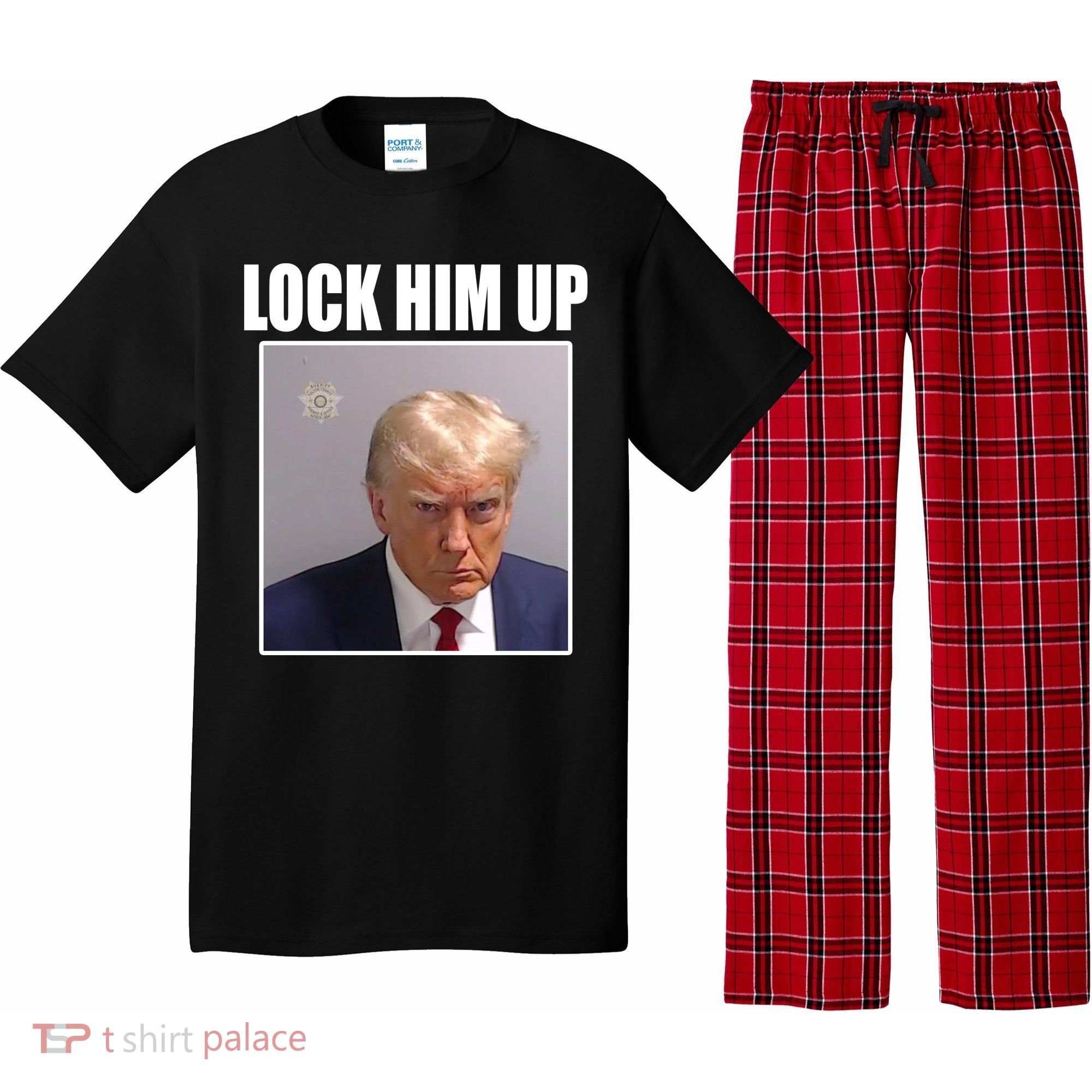 Lock Him Up Donald Trump Mugshot Pajama Set