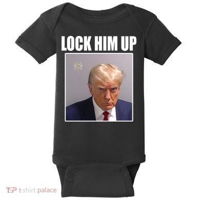 Lock Him Up Donald Trump Mugshot Baby Bodysuit