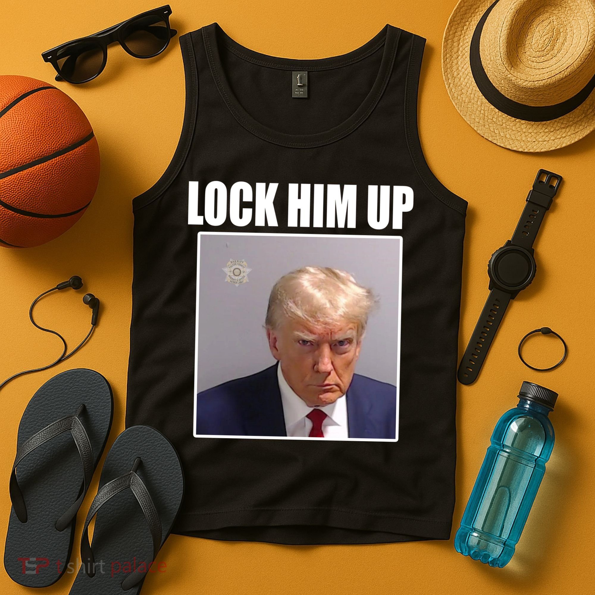 Lock Him Up Donald Trump Mugshot Tank Top